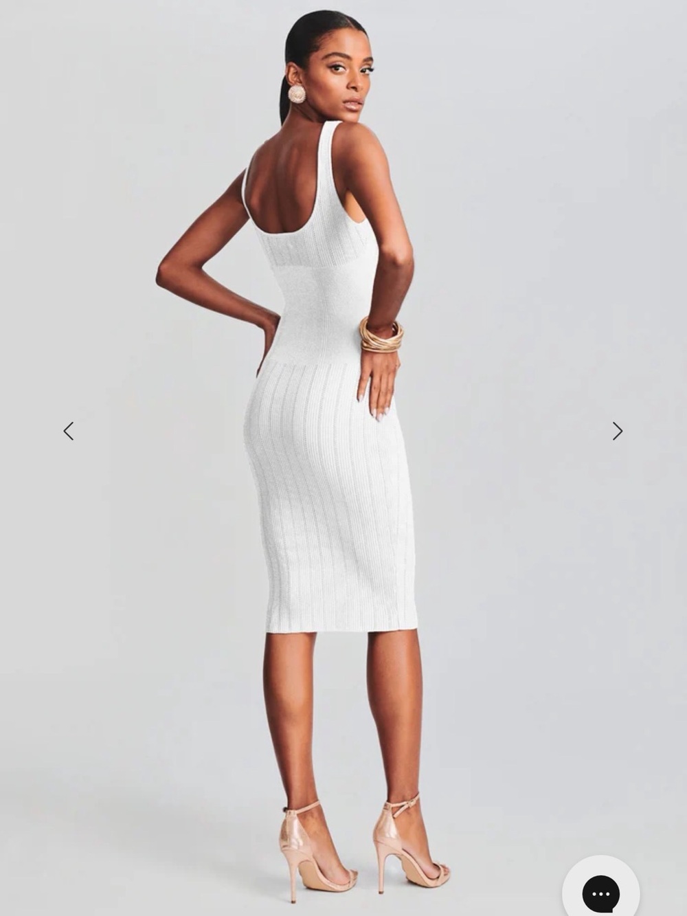 Retrofete White Ribbed Button-Front Midi Dress - Picture 10 of 10